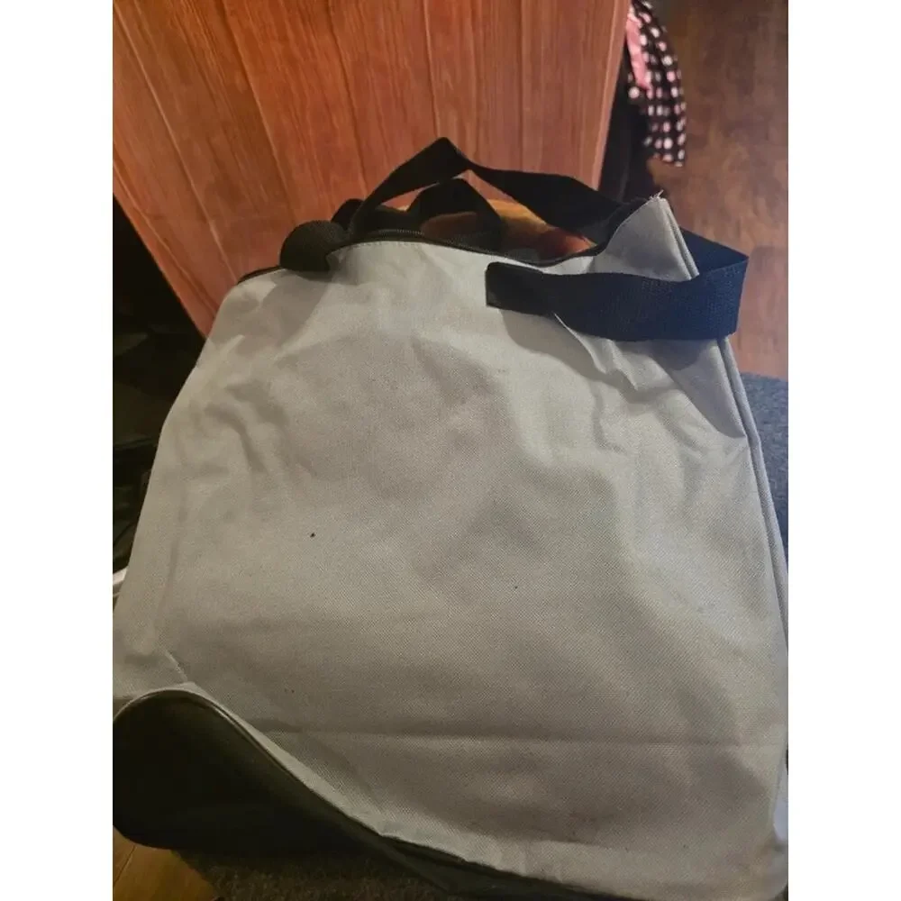The High Road Agency Black Gray Canvas Zip Tote Bag Mesh Bottle Beach Shopper